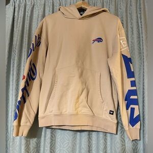 The Wild Collective Cream Buffalo Bills Graffiti Embroidered Pullover Hoodie S